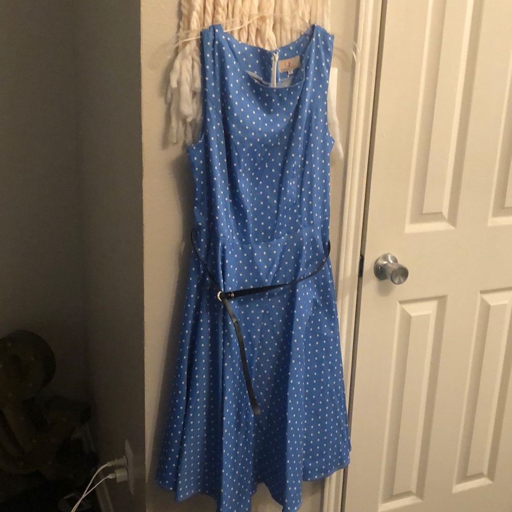 Blue polka dot dress